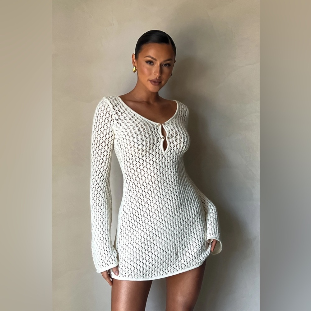 MESHKI Kayleigh Crochet Knit Mini Dress